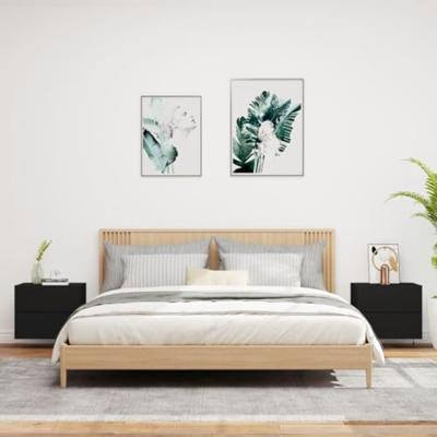 Nachtkastjes met LED's 2 st wandgemonteerd zwart Nachtkastjes met LED's 2 st wandgemonteerd zwart