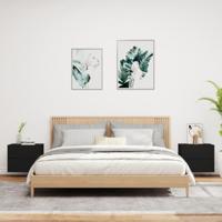 Nachtkastjes met LED's 2 st wandgemonteerd zwart - thumbnail