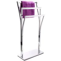 MSV Handdoeken ophangrek badkamer - zilver chroom metaal - 41 x 87 cm - thumbnail