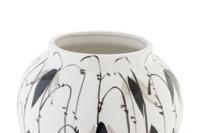 Tibor DKD Home Decor Porselein Zwart Wit Orientaals Blad van een plant (22 x 22 x 42 cm) - thumbnail