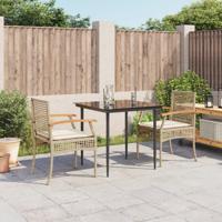 3-delige Tuinset met kussens poly rattan beige - thumbnail