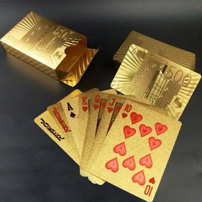 Creatieve Frosted gouden 500 Euro terug textuur Plastic uit Vegas aan Macau speelkaarten Texas Poker nieuwigheid collectie Gift