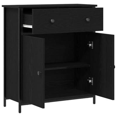 Dressoir met lade Zwart Eiken 70 x 30 x 80 cm Bewerkt hout