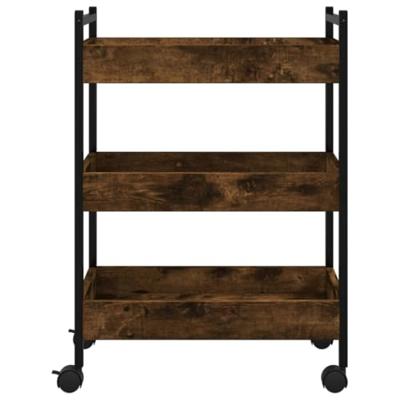 Keukentrolley 50x30x70 cm bewerkt hout gerookt eikenkleurig