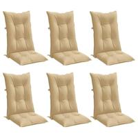 VidaXL Stoelkussens 6 st hoge rug 120x50x7 cm stof gemêleerd beige - thumbnail