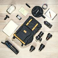 Mantona Luis Retro fotorugzak (met echt lederen applicaties, incl. regenhoes, flexibele indeling en laptopvak, geschikt voor 1x DSLR-camera, 3x lenzen en diverse fotoaccessoires) zwart - thumbnail