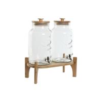 Drankdispenser Home ESPRIT Siliconen Bamboe Kristal Plastic 5,5 L 37 x 25 x 46 cm - thumbnail