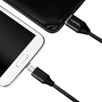 USB 2.0 aansluitkabel, USB (type A) naar micro-USB zwart, 1 m