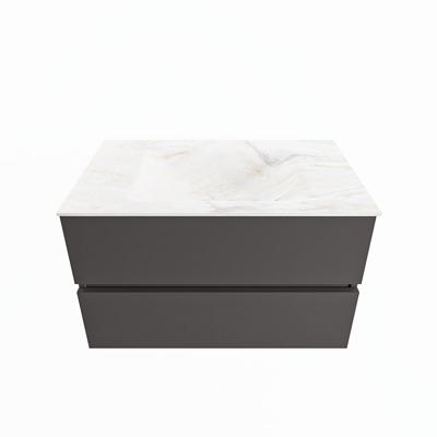 MONDIAZ VICA-DLUX 80cm badmeubel onderkast Dark grey 2 lades. Inbouw wastafel CLOUD midden zonder kraangat, kleur Ostra.