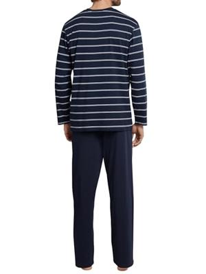Heren pyjama - Donkerblauw streep - NOS - 100% katoenen heren nachtkleding