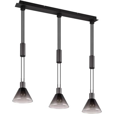 Moderne LED Hanglamp - 3-lichts - Mat Zwart - E27 Fitting - Metaal & Glas