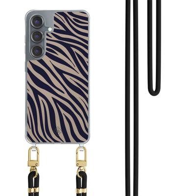 Samsung Galaxy S25 hoesje met zwart koord - Wavy twist Samsung Galaxy S25 hoesje met zwart koord - Wavy twist