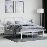 Bedframe met hoofdbord metaal wit 120x200 cm - thumbnail