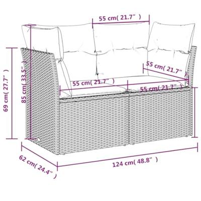 Tuinbank 2-zits met kussens poly rattan beige Tuinbank 2-zits met kussens poly rattan beige