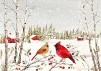 Cardinals in Winter Deluxe Doosje 20 stuks - thumbnail