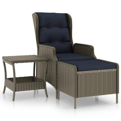 2-delige Loungeset met kussens poly rattan bruin