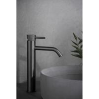 Wiesbaden Ribbd XL Wastafelkraan Verhoogd - Gunmetal - thumbnail