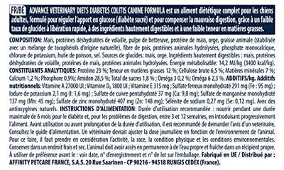 ADVANCE VETERINARY DIET DOG DIABETES COLITES - thumbnail
