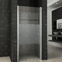 Partly nisdeur links 800 x 2000 x 8 mm nano helder glas met melkglas middenband/chroom - thumbnail