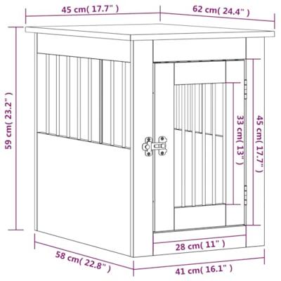 VidaXL Hondenbench 45x62x59 cm bewerkt hout bruin eikenkleur
