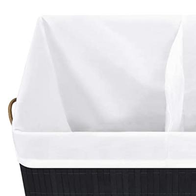VidaXL Wasmand met 2 vakken 100 l bamboe zwart