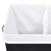 VidaXL Wasmand met 2 vakken 100 l bamboe zwart - thumbnail