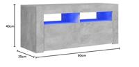 VidaXL Tv-meubel met led-verlichting 90x35x40 cm betongrijs - thumbnail
