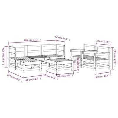 7-delige Loungeset massief grenenhout wit
