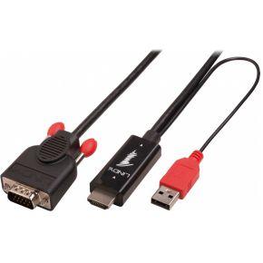 LINDY HDMI / VGA Adapterkabel HDMI-A-stekker, VGA-stekker 15-polig 3.00 m Zwart 41457 HDMI-kabel LINDY HDMI / VGA Adapterkabel HDMI-A-stekker, VGA-stekker 15-polig 3.00 m Zwart 41457 HDMI-kabel