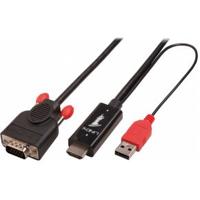 LINDY HDMI / VGA Adapterkabel HDMI-A-stekker, VGA-stekker 15-polig 3.00 m Zwart 41457 HDMI-kabel - thumbnail