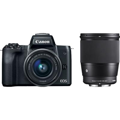 Canon EOS M50 Zwart + 15-45mm IS STM + Sigma 16mm f/1.4 DC DN