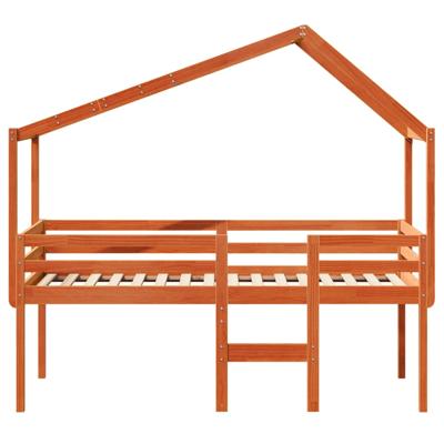 Hoogslaper met bedhuis massief grenenhout wasbruin 80x200 cm - thumbnail