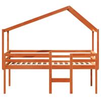 Hoogslaper met bedhuis massief grenenhout wasbruin 80x200 cm - thumbnail