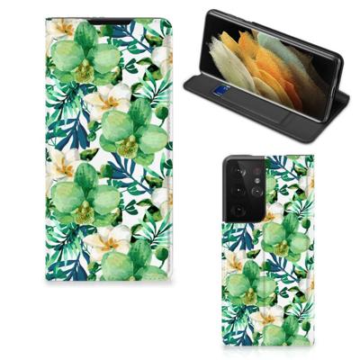 Samsung Galaxy S21 Ultra Smart Cover Orchidee Groen Samsung Galaxy S21 Ultra Smart Cover Orchidee Groen