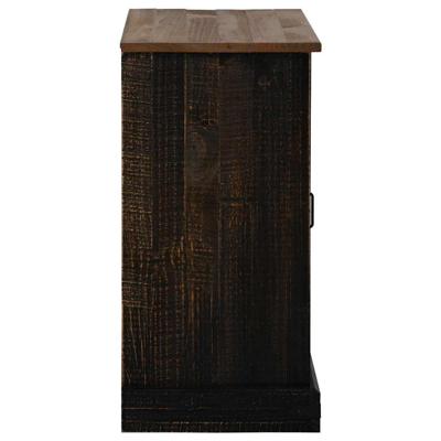 Dressoir HALDEN schuifdeur zwart 80x40x80 cm massief hout grijs - thumbnail