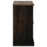 Dressoir HALDEN schuifdeur zwart 80x40x80 cm massief hout grijs - thumbnail