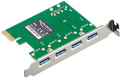 Delock 89363 PCI Express x1-kaart naar 4 x externe USB Type-A femalee USB 5 Gbps