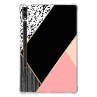 Samsung Galaxy Tab S9 Plus Back Cover Zwart Roze Vormen - thumbnail