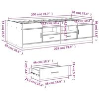 Slaapbank met lades zonder matras 90x200 cm betongrijs - thumbnail