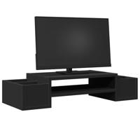 Monitorstandaard met opbergruimte 70x27x15 cm hout zwart - thumbnail