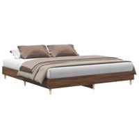 Bedframe zonder matras bewerkt hout bruin eikenkleur 160x200 cm - thumbnail
