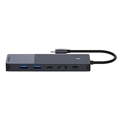 Rapoo USB-C Multiport Adapter, 6-in-1, grijs Desktop accessoire Zwart - thumbnail