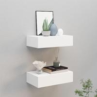 VidaXL Wandschappen 2 st met lade 40x23,5x10 cm mdf wit - thumbnail