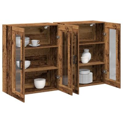 Wandkast 2 pcs Oud hout 69.5 x 34 x 90 cm Bewerkt hout