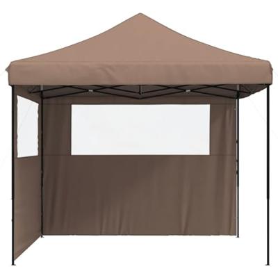 VidaXL Partytent inklapbaar pop-up met 2 zijwanden bruin - thumbnail