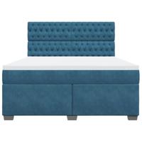 Boxspring met matras fluweel blauw 180x200 cm - thumbnail