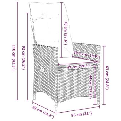 5-delige tuinset met kussens in het grijs van poly rattan
