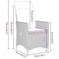 5-delige tuinset met kussens in het grijs van poly rattan - thumbnail