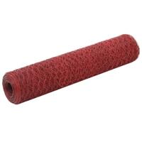 VidaXL Kippengaas 25x0,75 m staal met pvc coating rood - thumbnail