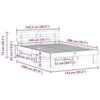 Bedframe met hoofdeinde Bruin 140 x 200 cm Massief grenenhout - thumbnail